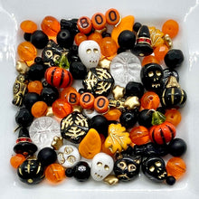 Load image into Gallery viewer, Halloween Czech glass bead mix skulls, cats, pumpkins, owls & more #3