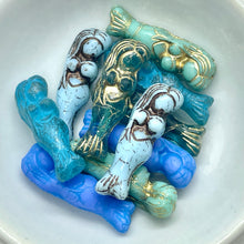 Load image into Gallery viewer, Czech glass blue Hawaii mermaid beads mix 10pc