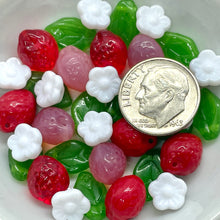 Load image into Gallery viewer, Czech glass beads strawberry fruit mix 36pc with leaves & flowers #4