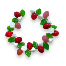 Load image into Gallery viewer, Czech glass beads strawberry fruit mix 36pc with leaves & flowers #4