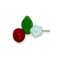 Load image into Gallery viewer, Czech glass beads strawberry fruit mix 36pc with leaves & flowers #4