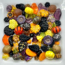 Load image into Gallery viewer, Halloween botanicals Czech glass bead mix flowers, leaves, acorns pumpkins 78pc #2