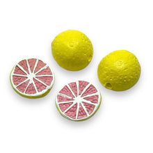 Load image into Gallery viewer, Tiny pink grapefruit fruit beads Peruvian ceramic 4pc 13x7mm