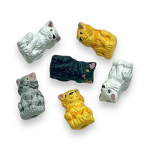 Load image into Gallery viewer, Tiny cat bead mix orange white black gray Peruvian ceramic 8pc 13x8mm