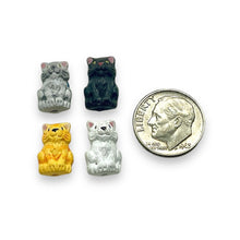 Load image into Gallery viewer, Tiny cat bead mix orange white black gray Peruvian ceramic 8pc 13x8mm