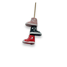 Load image into Gallery viewer, Tiny high top sneaker shoes Peruvian ceramic 12pc 12x8mm