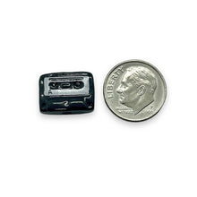 Load image into Gallery viewer, Tiny 80's retro cassette tape beads Peruvian ceramic 12pc 15x11mm