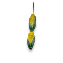 Load image into Gallery viewer, Tiny corn ear vegetable beads Peruvian ceramic 4pc 17x7mm
