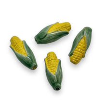 Load image into Gallery viewer, Tiny corn ear vegetable beads Peruvian ceramic 4pc 17x7mm