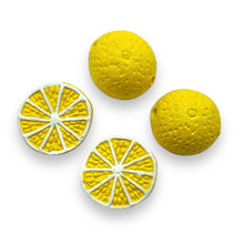 Load image into Gallery viewer, Tiny lemon fruit beads Peruvian ceramic 4pc 13x7mm