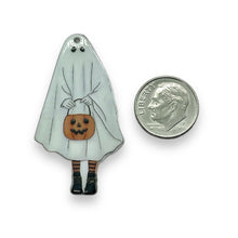 Load image into Gallery viewer, Halloween Trick or Treat ghost pendants acrylic 4pc 45x25mm