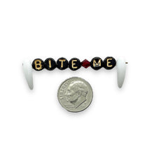 Load image into Gallery viewer, Czech glass Halloween vampire fangs BITE ME word letter beads 2 sets