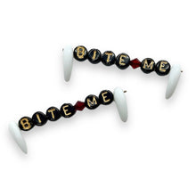 Load image into Gallery viewer, Czech glass Halloween vampire fangs BITE ME word letter beads 2 sets