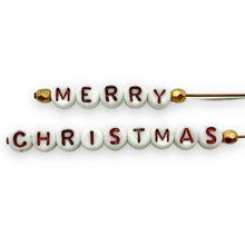 Load image into Gallery viewer, Czech glass MERRY CHRISTMAS holiday word beads 2 sets red white