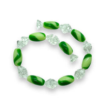 Load image into Gallery viewer, Wrapped Christmas candy glass beads 8 pcs green stripes