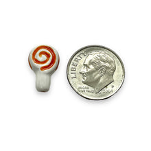 Load image into Gallery viewer, Tiny Halloween lollipop beads 4pc Peruvian ceramic orange black mix 14x9mm