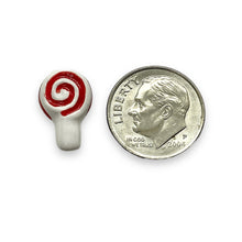 Load image into Gallery viewer, Tiny Christmas lollipop beads Peruvian ceramic 4pc red green mix 14x9mm