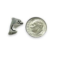 Load image into Gallery viewer, Tiny gray dolphin beads Peruvian ceramic 4pc 15x9mm