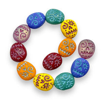 Load image into Gallery viewer, Czech glass voodoo zombie skull beads 12pc rainbow 16x13mm