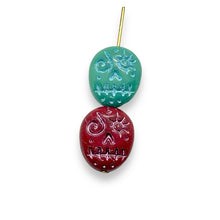 Load image into Gallery viewer, Czech glass voodoo zombie skull beads 12pc rainbow 16x13mm