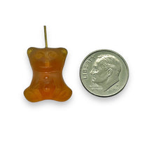Load image into Gallery viewer, Czech glass squishy candy teddy bear wired pendants/charms 4pc frosted brown