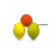 Load image into Gallery viewer, Czech glass lemon lime oranges fruit beads 24pc 70's kitchen mix