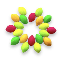 Load image into Gallery viewer, Czech glass lemon lime fruit beads 20pc NEON colors UV glow