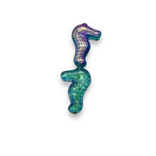 Load image into Gallery viewer, Czech glass seahorse focal beads 4pc blue green metallic pink 28mm #4