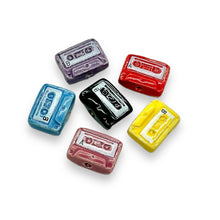 Load image into Gallery viewer, Tiny 80's retro cassette tape beads Peruvian ceramic 12pc 15x11mm