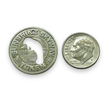 Load image into Gallery viewer, Sunshine Skyway bridge silver tone token manatee cutout Tampa Bay Florida pendant 1pc