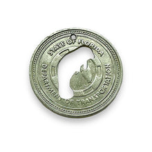 Load image into Gallery viewer, Sunshine Skyway bridge silver tone token manatee cutout Tampa Bay Florida pendant 1pc