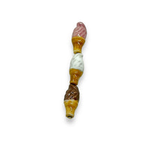 Load image into Gallery viewer, Tiny Neapolitan ice cream cone beads mix Peruvian ceramic 6pc 17x8mm