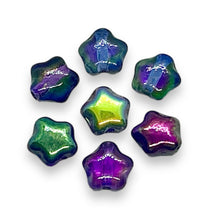 Load image into Gallery viewer, Czech glass tiny star beads 50pc blue purple magic 6mm