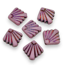 Load image into Gallery viewer, Czech glass Art Deco Diamond Fan Beads 10pc opaque pink sliperit 17mm