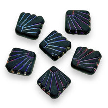 Load image into Gallery viewer, Czech glass Art Deco Diamond Fan Beads 10pc matte jet sliperit 17mm