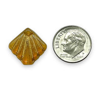 Load image into Gallery viewer, Czech glass Art Deco Diamond Fan Beads 10pc opaline caramel gold 17mm