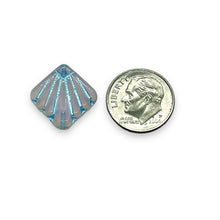 Load image into Gallery viewer, Czech glass Art Deco Diamond Fan Beads 10pc opaline pink blue 17mm