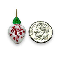 Load image into Gallery viewer, Czech glass strawberry fruit beads 6 sets white red 15x13mm
