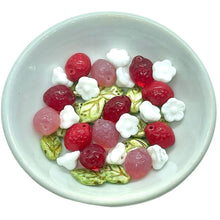 Load image into Gallery viewer, Czech glass strawberry fruit beads mix with leaves & flowers #1 36pc
