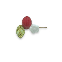 Load image into Gallery viewer, Czech glass strawberry fruit beads mix with leaves & flowers #1 36pc