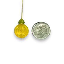 Load image into Gallery viewer, Czech glass Jack O' Lantern pumpkin beads 6 sets (12pc) yellow AB