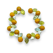 Load image into Gallery viewer, Czech glass orange fruit beads mix 36pc leaves and flowers #2