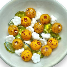 Load image into Gallery viewer, Czech glass orange fruit beads mix 36pc leaves and flowers #2