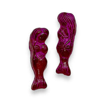 Load image into Gallery viewer, Czech glass mermaid beads 4pc fuchsia pink 25mm