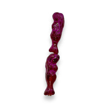 Load image into Gallery viewer, Czech glass mermaid beads 4pc fuchsia pink 25mm