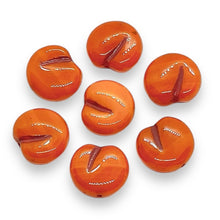Load image into Gallery viewer, Czech glass flat apple peach fruit beads 12pc orange 12x11mm