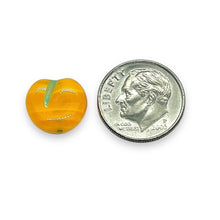 Load image into Gallery viewer, Czech glass flat apple peach fruit beads 12pc yellow orange 12x11mm