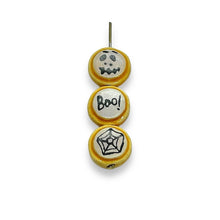 Load image into Gallery viewer, Tiny Halloween decorated cookie beads mix 6pc Peruvian ceramic 12x6mm