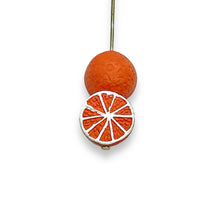 Load image into Gallery viewer, Tiny orange fruit beads Peruvian ceramic 4pc 13x7mm