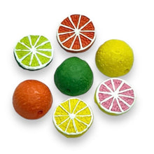 Load image into Gallery viewer, Tiny citrus fruit salad bead mix Peruvian ceramic 8pc 13x7mm